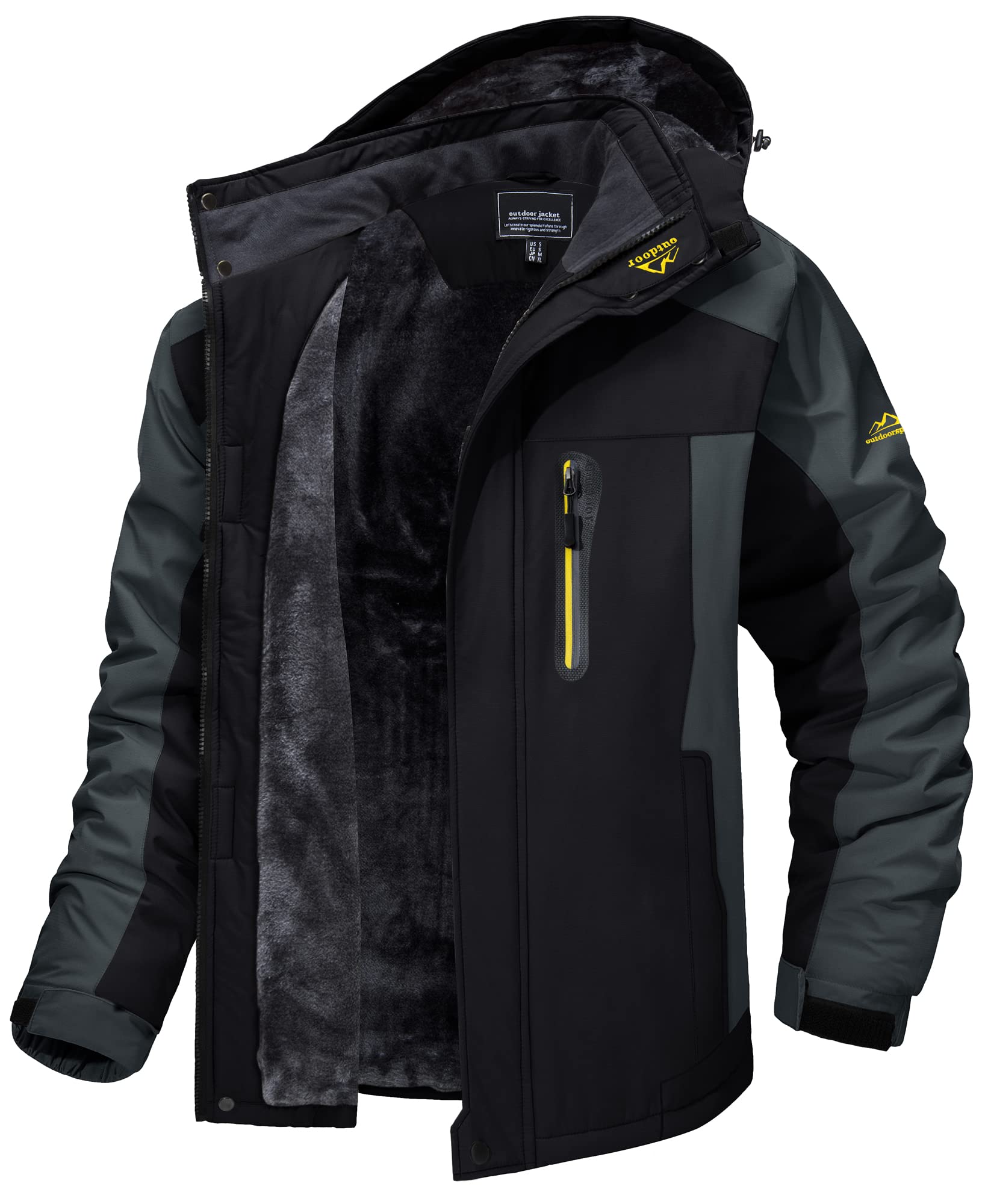 

Winter Fleece Ski Mountaineering Outdoor M [TACVASEN] Men s Jacket, Lining, Coat, Wear, Wear, Jacket, Waterproof, Windproof, Black/Gray,