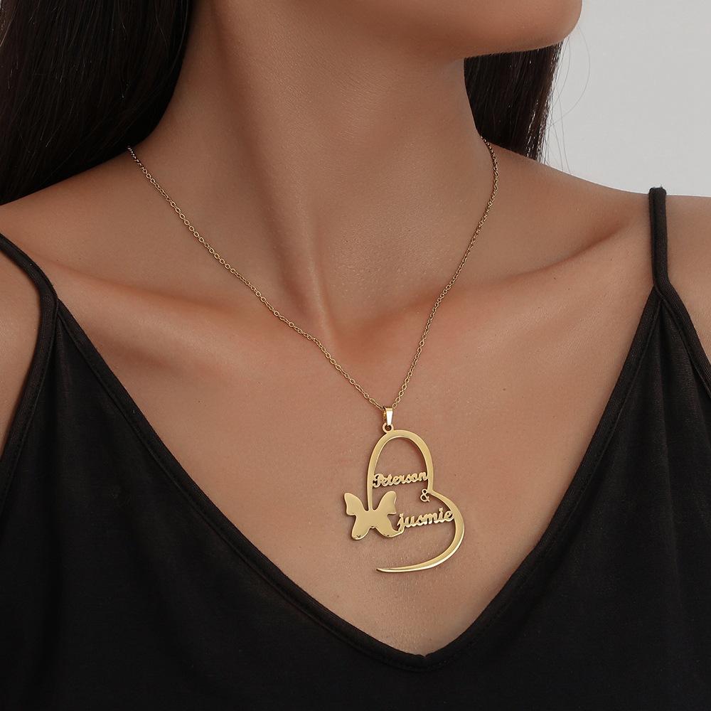 Custom Letter Name Necklace Stainless Steel Minimalist Pendant Personalized Gift
