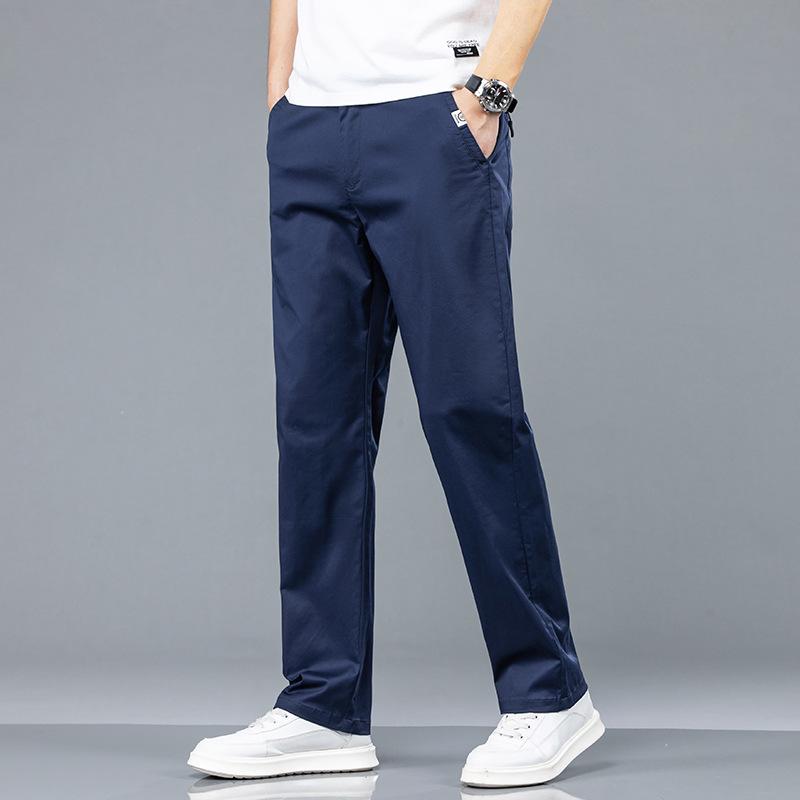 

Лето 2025 г. Мужские тонкие хлопковые повседневные брюки прямого покроя с эластичным поясом - Большой размер 29