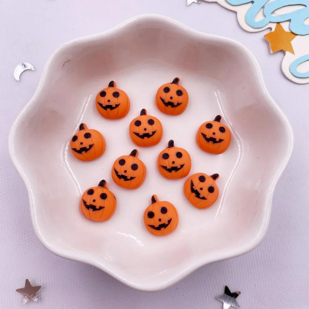 30pcs Resin Mini Colorful Painted Cartoon Ghosts Bat Pumpkin Spider Bat Candle Figurines Flat Back Nail Art DIY Scrapbook M437 H