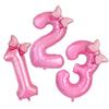 2Pcs 40Inch Pink Number Foil Balloon with Cute Bow Balloons For Kids Baby Girl 1st Birthday Party Decoration Favors Supplies