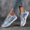 TUINANLE Damen Silber Flache Freizeit-Sneaker Neue Bequeme Leichte Wanderschuhe für Draußen und den Täglichen Einkauf