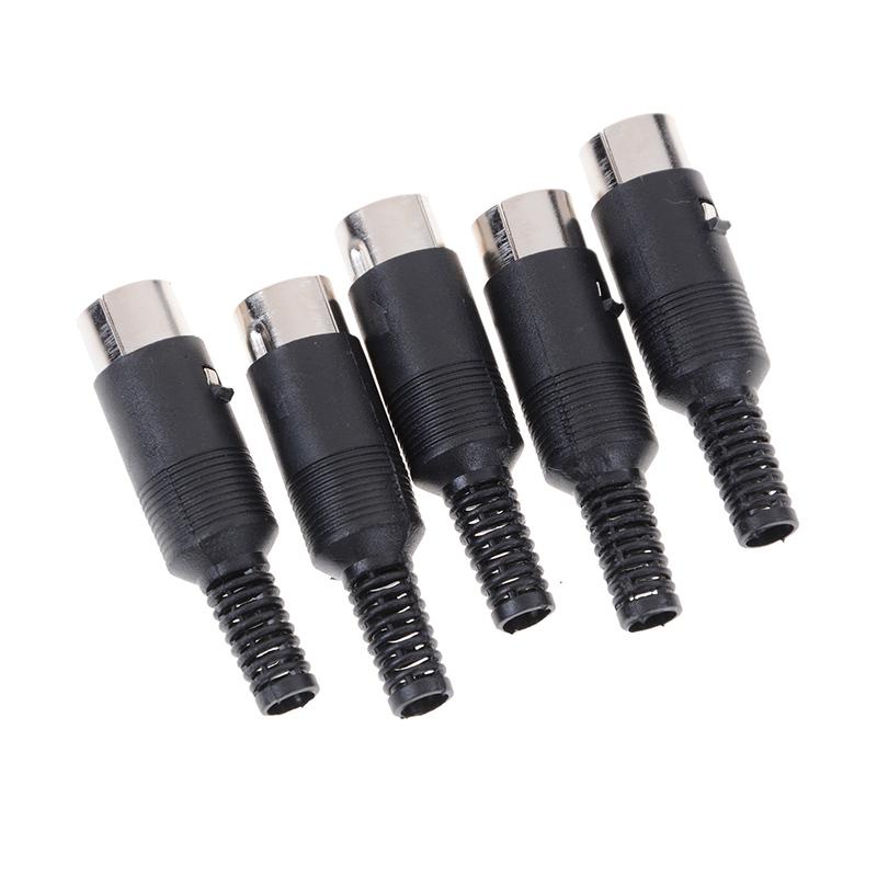 5pcs/lot DIN Male Plug Cable Connector 5 Pin with Plastic Handle Black Color Wholesale