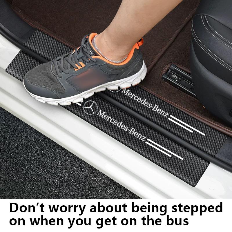 BTY4 Carbon Fiber Door Sill Rear Trunk Film Anti Scratch Sticker For Mercedes Benz W203 W204 W205 W206 W212 W213 Protective Accessori