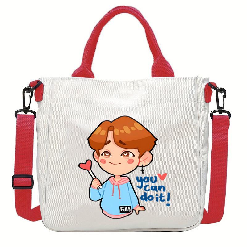 Multi-color KPOP Stray Felix Printed Crossbody Bag Canvas Shoulder Bags