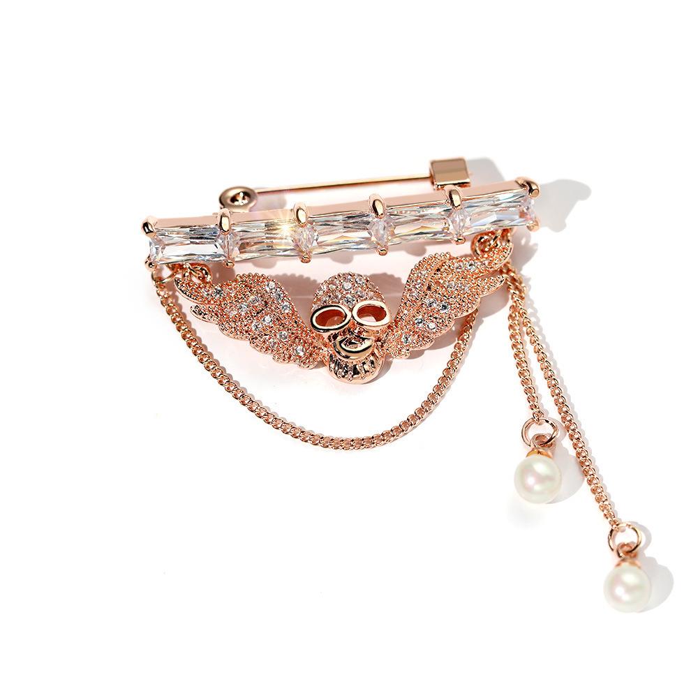 Bo Xin Yun Exquisite Skull Brooch: Trendy Punk Luxury Accessory Pin