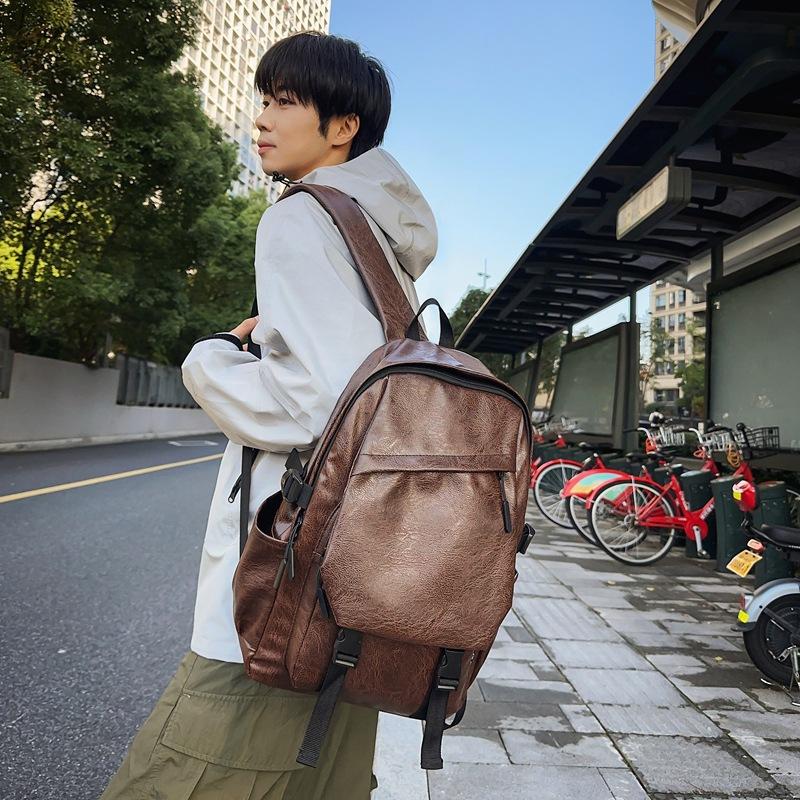Schoolbag Urban Minimalist PU Backpack, Trendy Backpack, Pure Sex Couple Backpack, Junior High School and High School Students, College Student