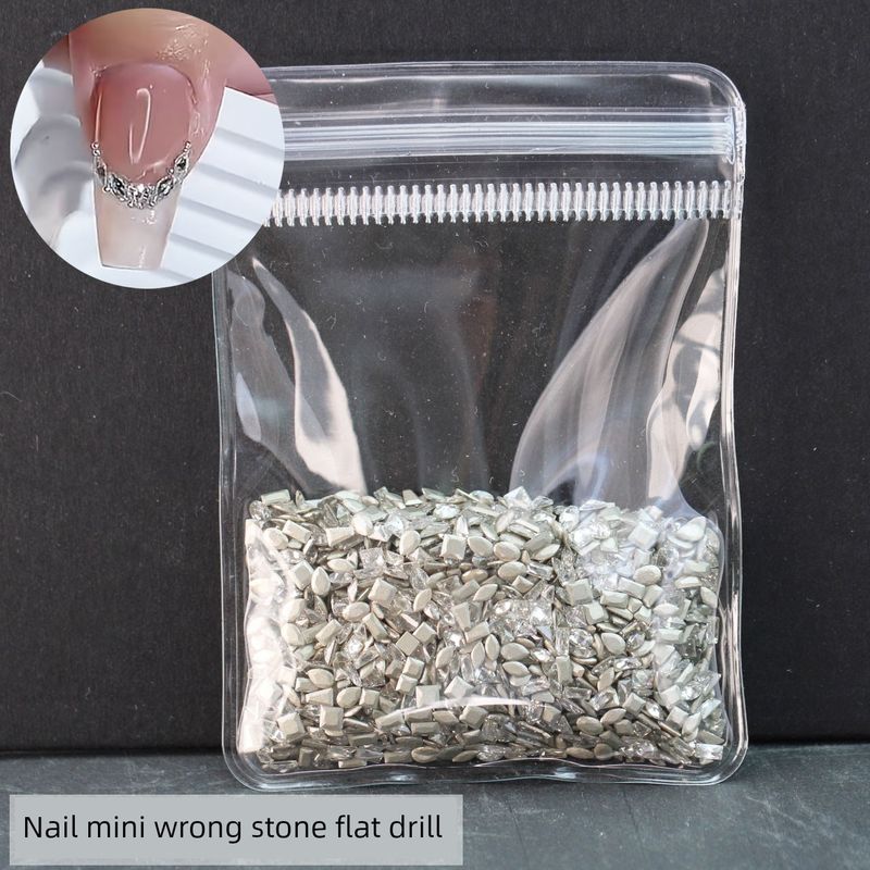 

White Mini Small Sized Zircon Flash Nail Ornament Flat Bottom Mixed Zircon [100 Pieces]