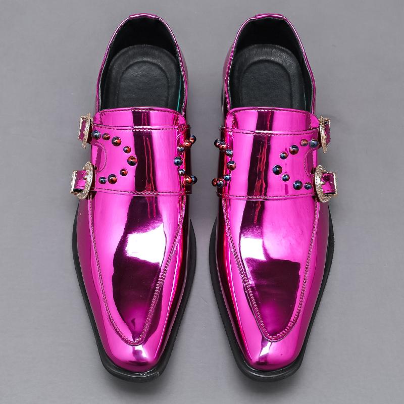Fashion New Pointed Toe Slip On Glossy Patent Leather Chelsea Shoes Male Designer Wedding Dress Footwear Zapatos Hombre