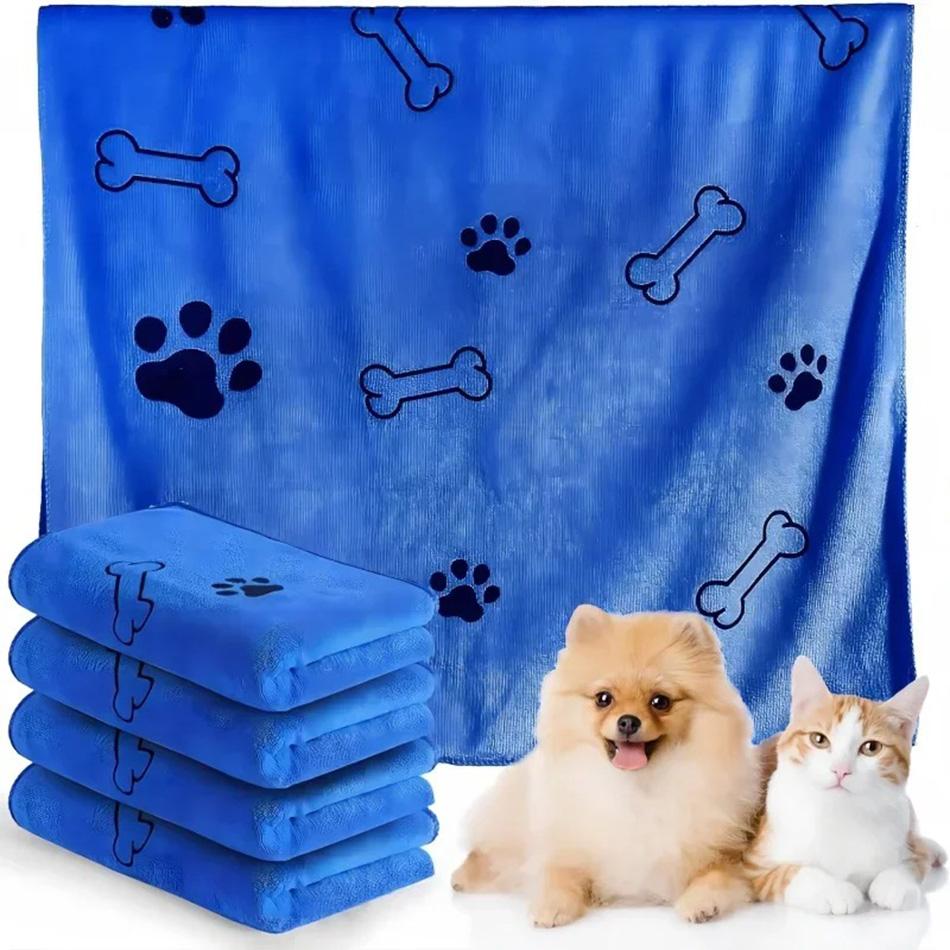 Haustierhandtuch 60x100cm Trocknend Hund Katze Badetuch Mikrofaser Schnelltrocknend Hunde Pfote Saugfähig Blau Grau Badetuch Haustier Badezubehör