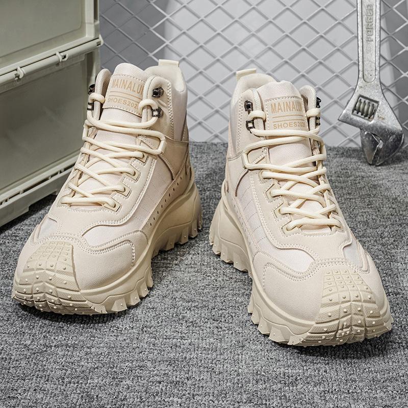New Men'S Hiking Boots, High-Top Plus Size Athletic Trail Shoes, Comfortable Thick-Soled Lightweight Casual Walking Shoes, Suita