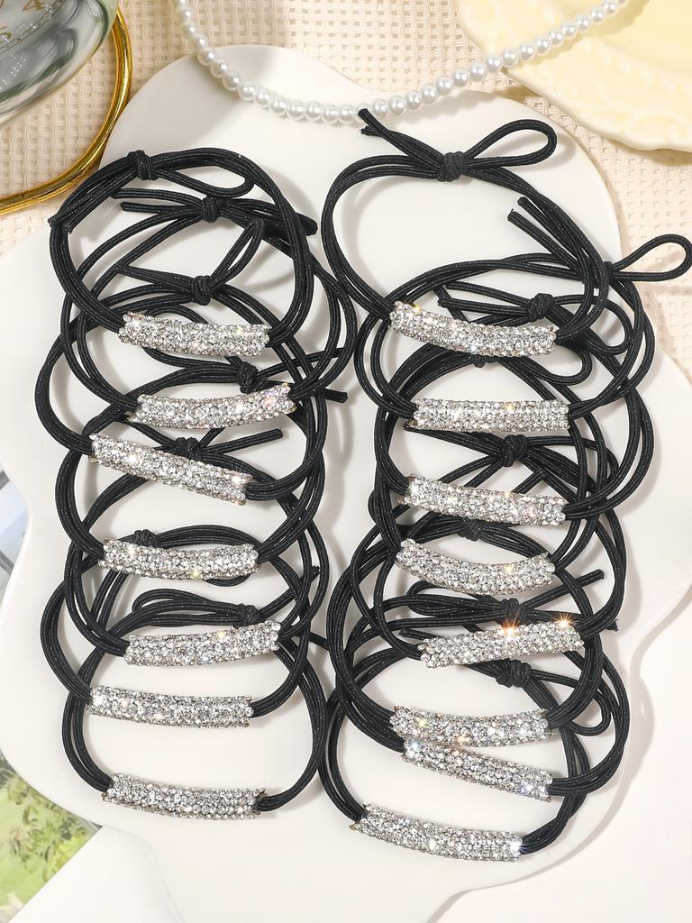 10/15 Pcs Cyrstal Shiny Ponytail Holder,Rhinestone Hair Ties for Women,Elastic Hair Rope Hairband Fashion Bling Hair Accessories