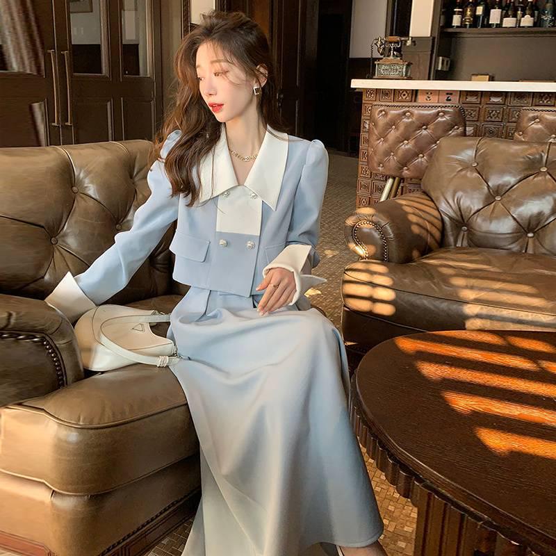 Women's 2025 French Style Two-Piece: Short Jacket & High-Waist Midi Skirt