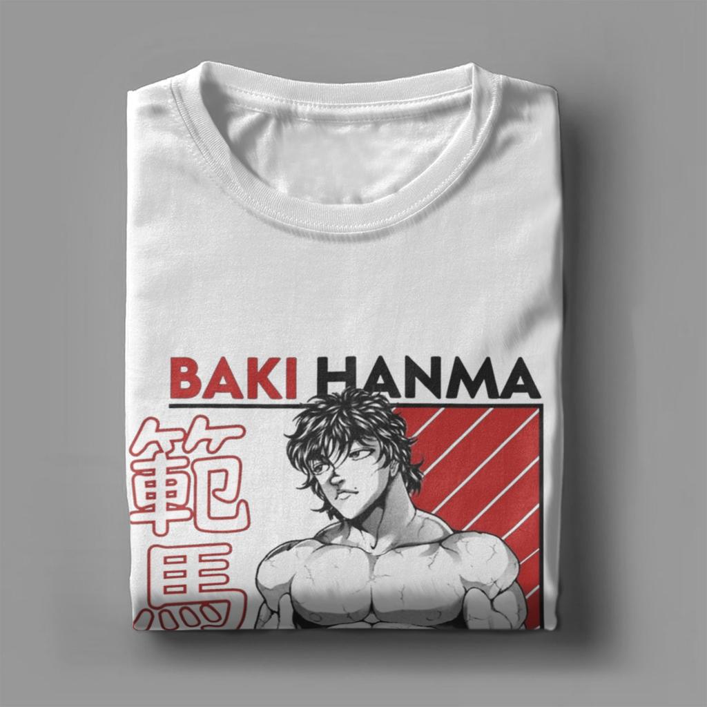 Baki The Grappler Hanma Herren T-Shirt Lustige T-Shirts Kurzarm Rundhals T-Shirt Reine Baumwolle Erwachsenen Tops
