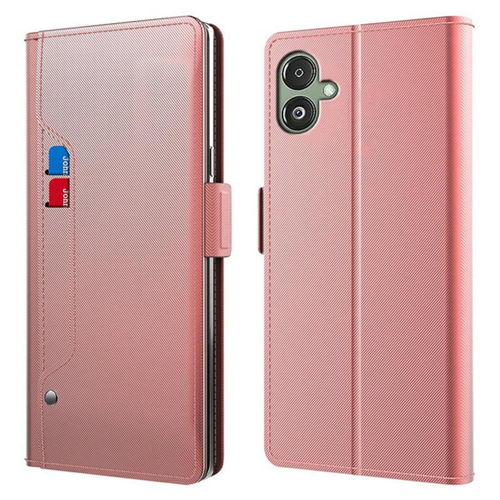 

For Samsung Galaxy A07 4G Case Stand PU Leather Phone Cover Card Holder Mirror Rose Gold