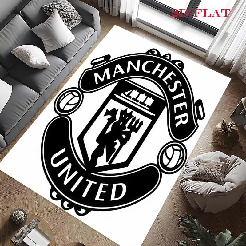 Tappeto Man Utd per Soggiorno Camera da Letto Casa Decorazione Divano, Tappetino Antiscivolo per Giochi Bambini