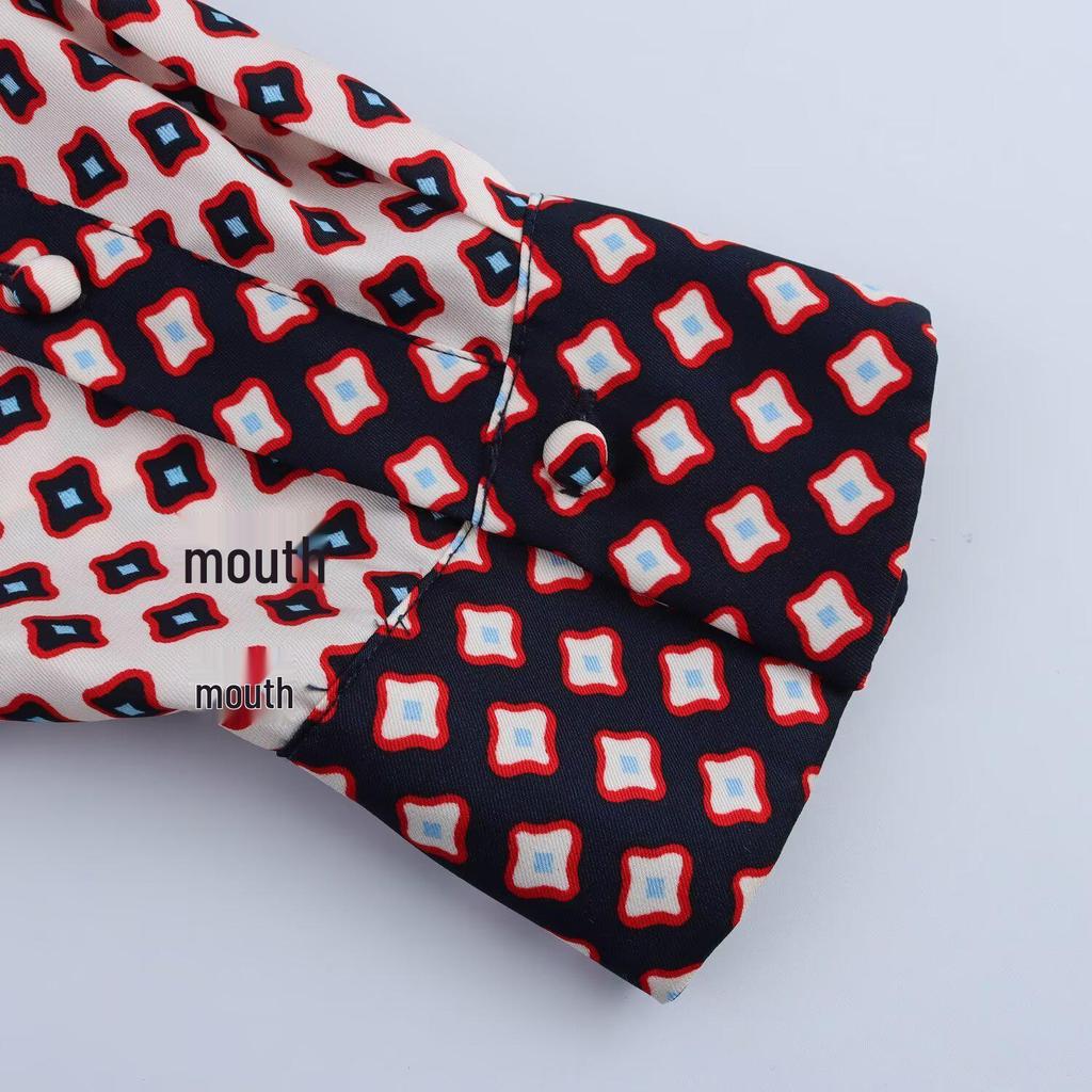 2025 Spring Women's Printed Shirt & Straight-Leg Pants Set 11305