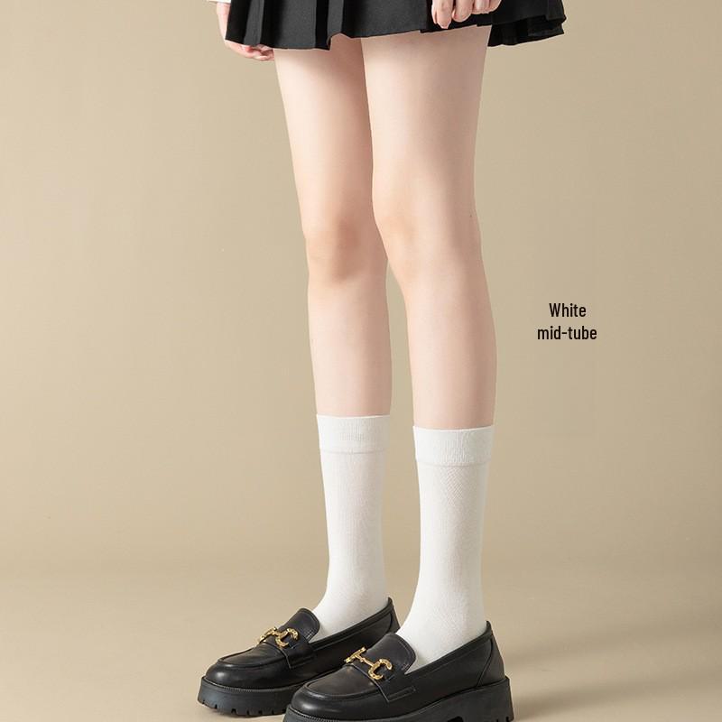 

Женские бархатные шелковые чулки до середины икры: Летние тонкие носки выше колена в японском стиле JK One size