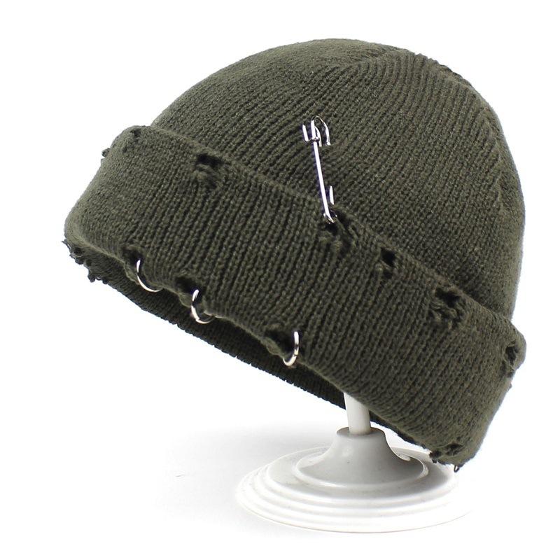 Winter Harajuku Y2k Beanies Knitted Hat Women Fashion Warm Thick Gorro Men Hip Hop Pin Hole Skullcap Short Hat Unisex Basic Cap