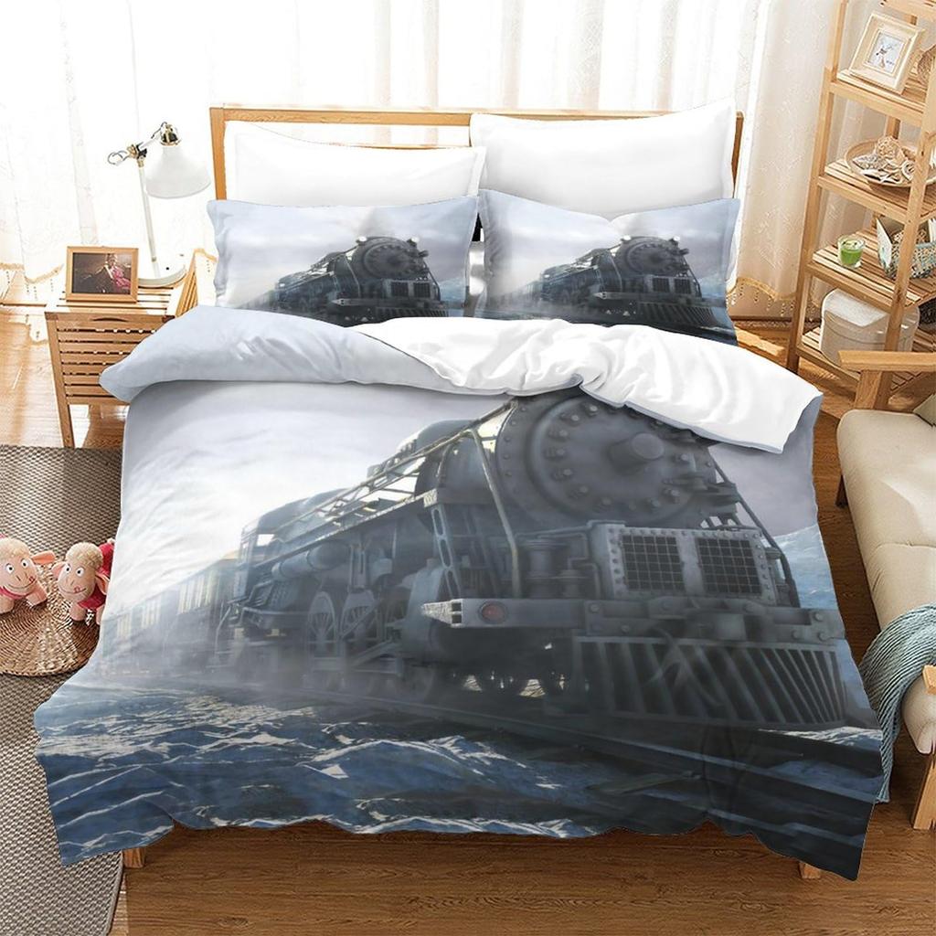 Retro Steam Train Bedding Set Industrial Style Duvet Cover Men'S And Boys' Cover Gifts Warm Soft Breathable And Comfortable