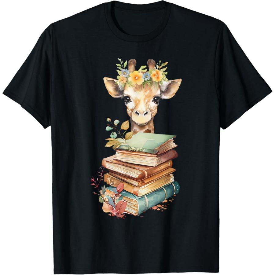 

Милый жираф с книгой Цветочный книжный червь Библиотекарь Любитель книг Футболка XXXXXL чёрный