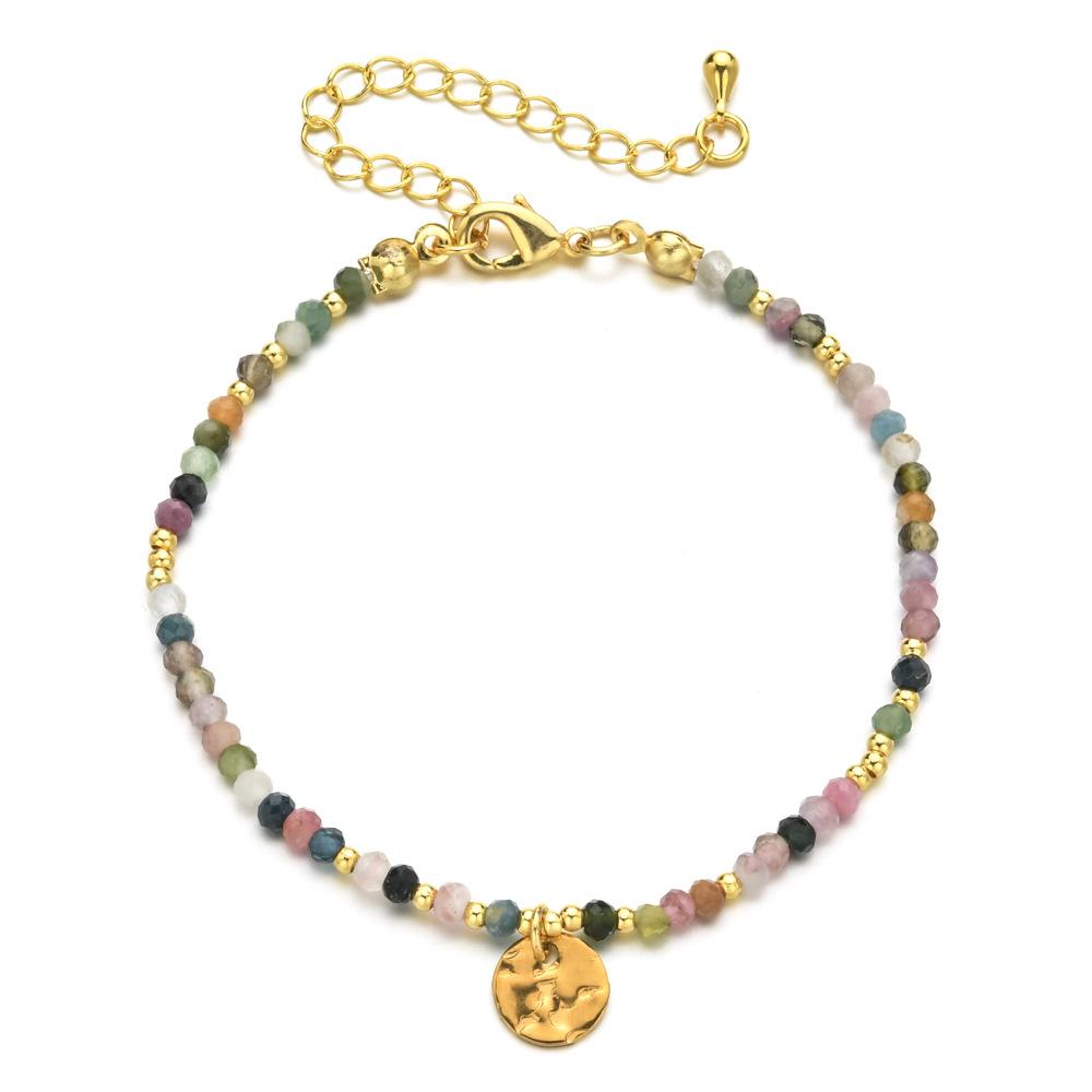 Fashionable Irregular Natural Stone Beaded Bracelet, Ethnic Style Stainless Steel Colored Jewelry Bracelet