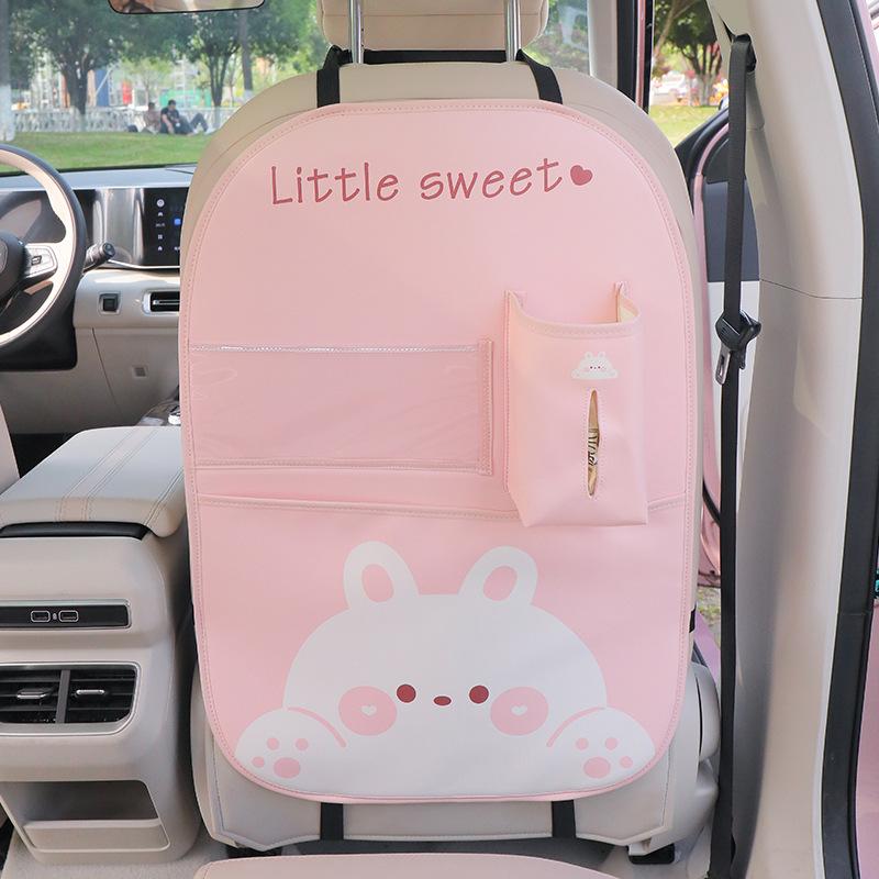 

1PC Cartoon Kid Anti-kick Pad Auto Accessories Seat Back Protector Cover Anti Kick Mat With Storage Pocket Tissue Box Waterproof