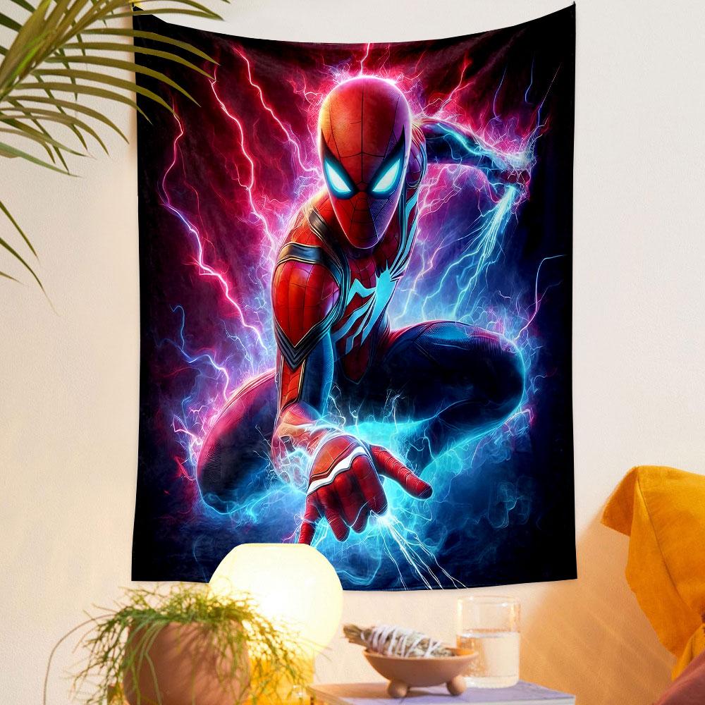 "Hero In Electric Web Surge" Patterned Tapestry Decorative Wall Hanging, Home Bedroom Living Room Decor