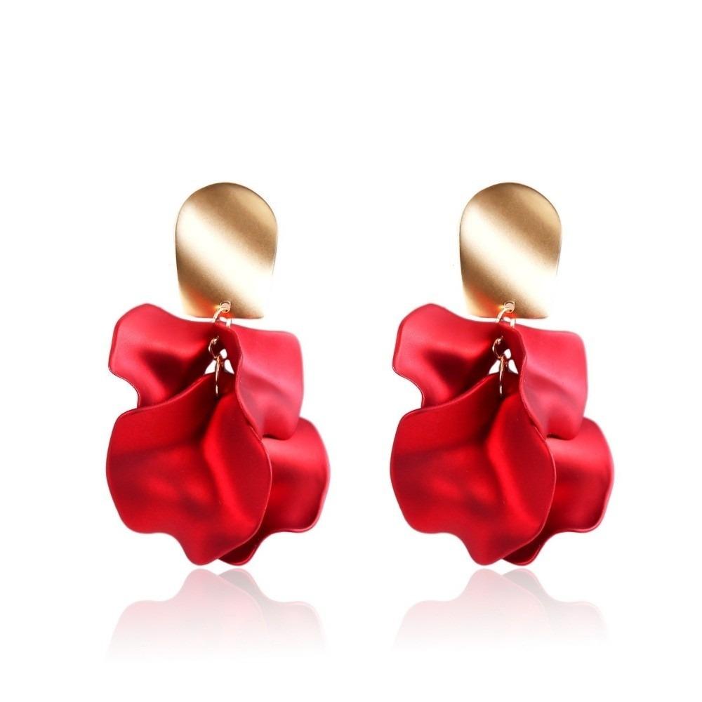 

Exaggerate Flower Dangle Earrings Delicate Rose Ear Pendants Petal Stud Earring For Women красный