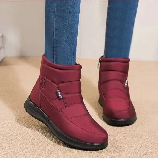 Fashion Women's Boots Winter Shoes For Women Ankle Boots Warm Fur Botas Mujer Waterproof Low Heels Snow Boots Winter Flat Shoes