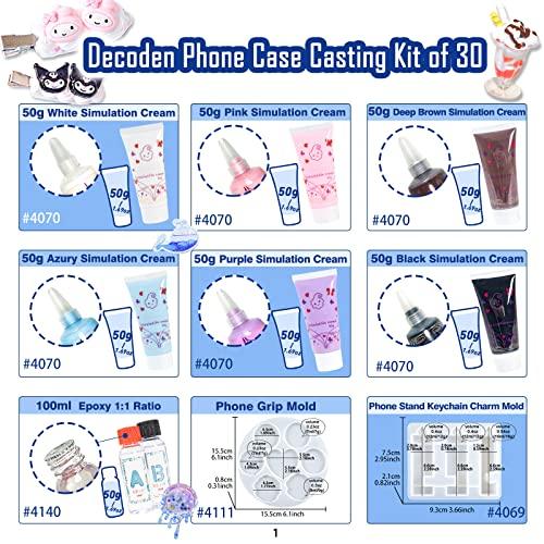 FUNSHOWCASE DIY Phone Case Deco Kit: Whipped Cream, Deco Parts, Deco Cream, Craft Materials, 36-Piece Creamy Whip Starter Set