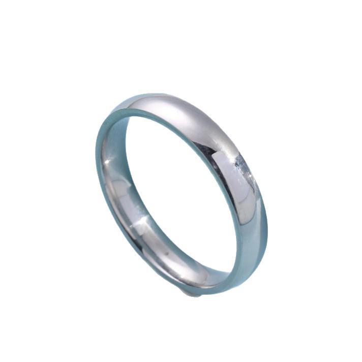4mm Titanium Steel Polished Wedding Bands - Simple Stainless Steel Round Rings for Couples