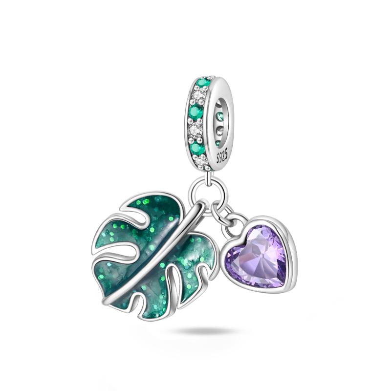 925 Silberfarbe Vierblättriges Kleeblatt Avocado Kaktus Grüne Serie Anhänger Perlen Passend für 3mm 925 Original Armband Feiner DIY Schmuck