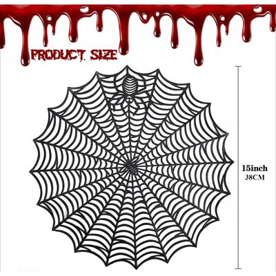 1/4/8PCS Halloween Heat Resistant Placemats Spider Web Placemats Hollow Out Spiderweb Coasters for Dining Table Halloween Decor