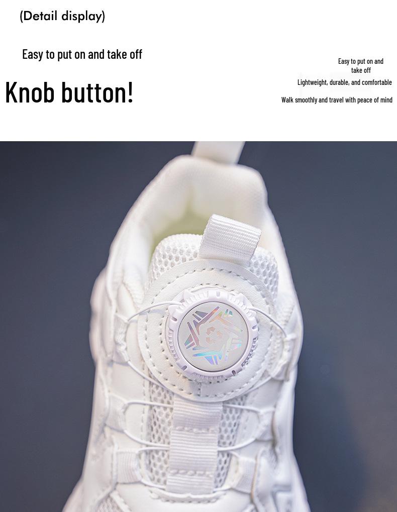Xiaomei & Xiaobao PU Leather Mesh White Running Shoes for Boys & Girls