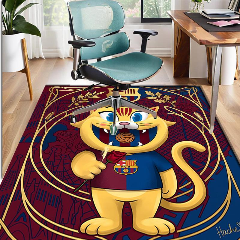 Barcelona FC Soccer Pattern Rug, Indoor/Outdoor Mat, for Picnic, Gameroom, Bedroom, Office, Living Room, Home Decor Carpet, Birthday Gift