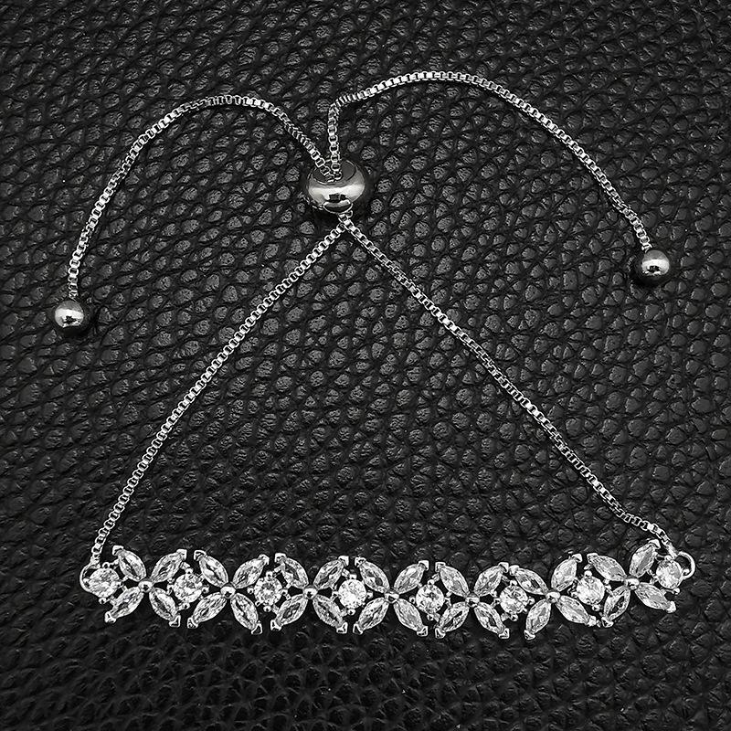 Evropský & Americký Zirkonový Náramek: Dámský niche design, jednoduchý, módní, nový push-pull styl - s6058.