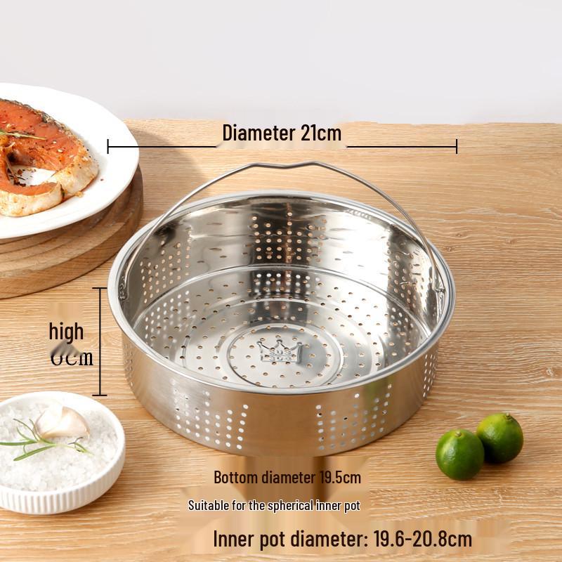 Universal 304 Stainless Steel Steamer Basket with Small and Large Holes, Non-Magnetic, Thickened for Household Rice Cookers.