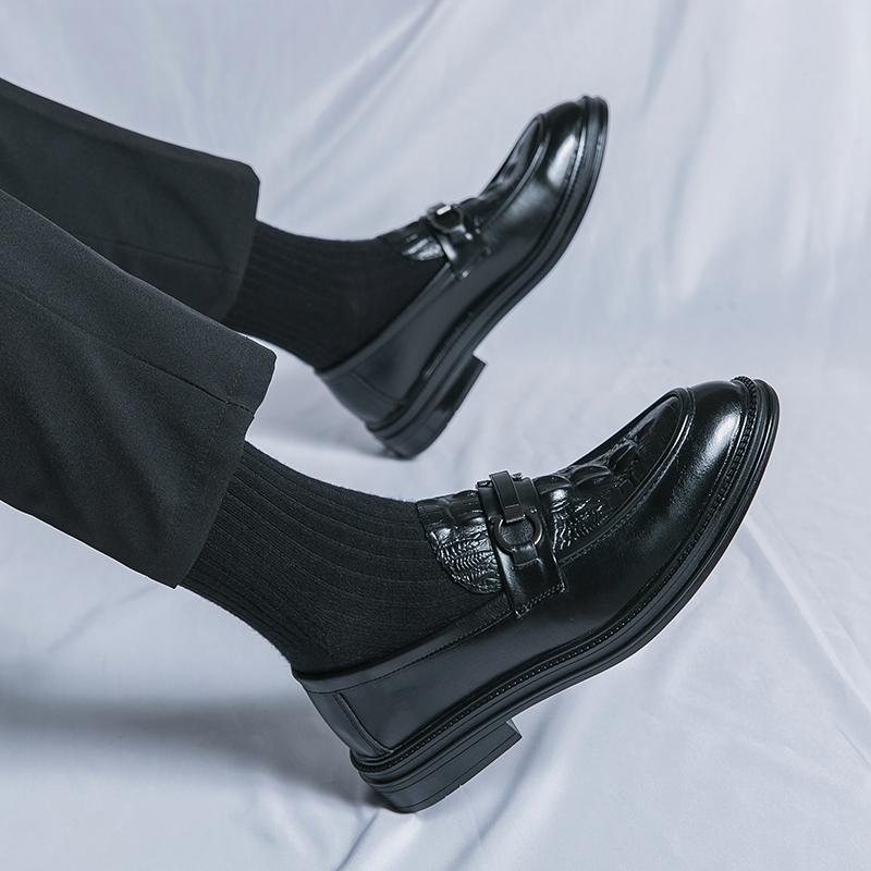 Fashion Crocodile Pattern Leather Loafers Luxury Men's Business Shoes Black Dress Slip-On Moccasins Party Career Shoes Plus Size 38-46