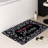 Blatt- & Buchstabenmuster Heim Willkommen Druck Fußmatte Saugfähig Schnelltrocknend Rutschfest Eingangsmatte für Wohnzimmer Schlafzimmer Teppich