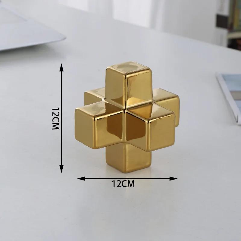 DXUIALOI Nordyckie proste galwanizowane klocki ceramiczna dekoracja prosta geometryczna dekoracja domu salonu biurka