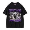 Tummy Ache Survivor Vintage Raccoon Funny Meme Tshirt Men Women Casual Cotton Oversized Streetwear Unisex Vintage Short Sleeve