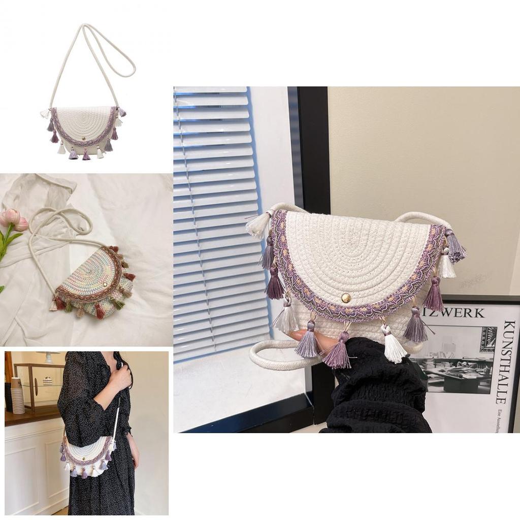 Woven Fringe Small Shoulder Bag For Daily Casuals