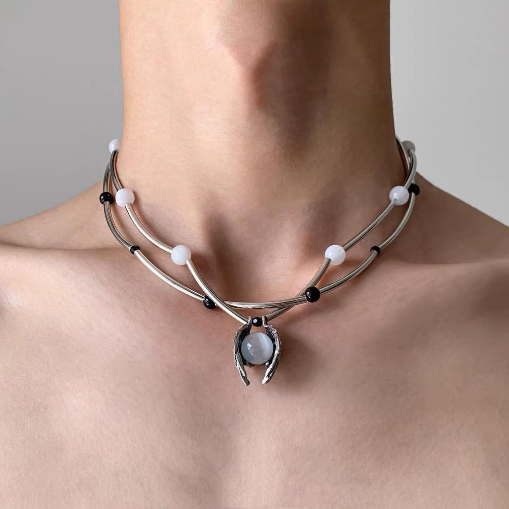 Starburst Double Layer Men's Necklace: Trendy, Light Luxury Hip Hop Style, Unisex Clavicle Chain