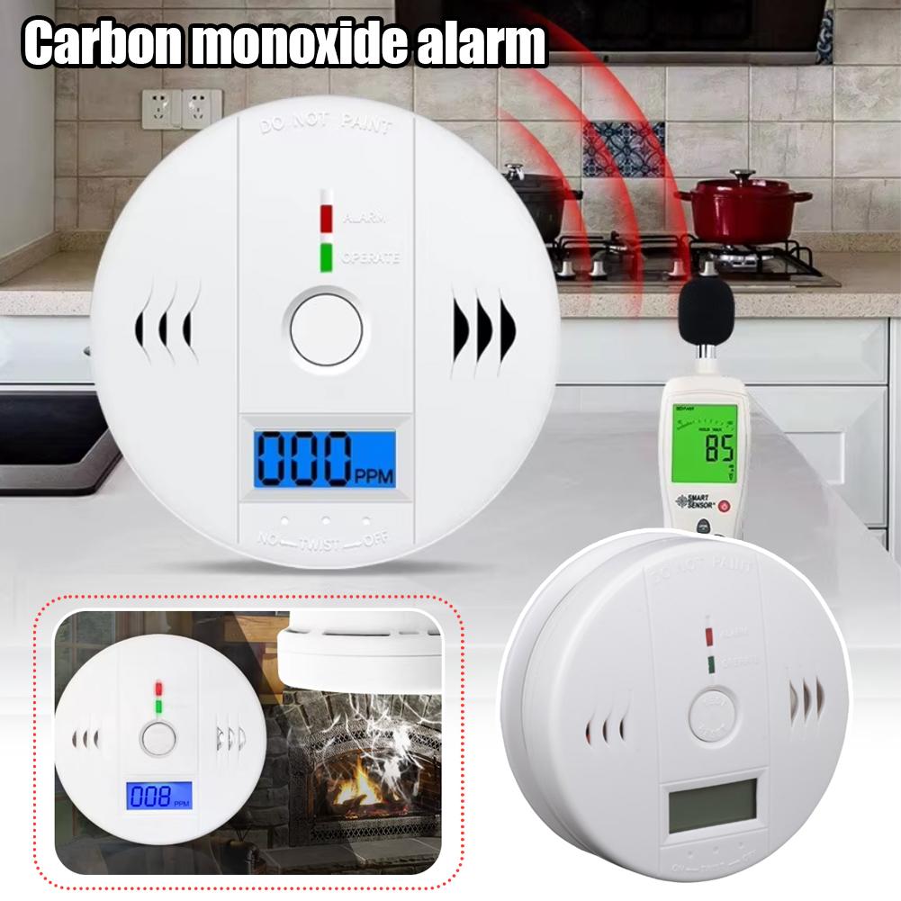 Carbon Monoxide Detector Alarm New Photoelectric Sensor Sound Warning LCD Digital Display Home Indoor CO Poisoning Siren