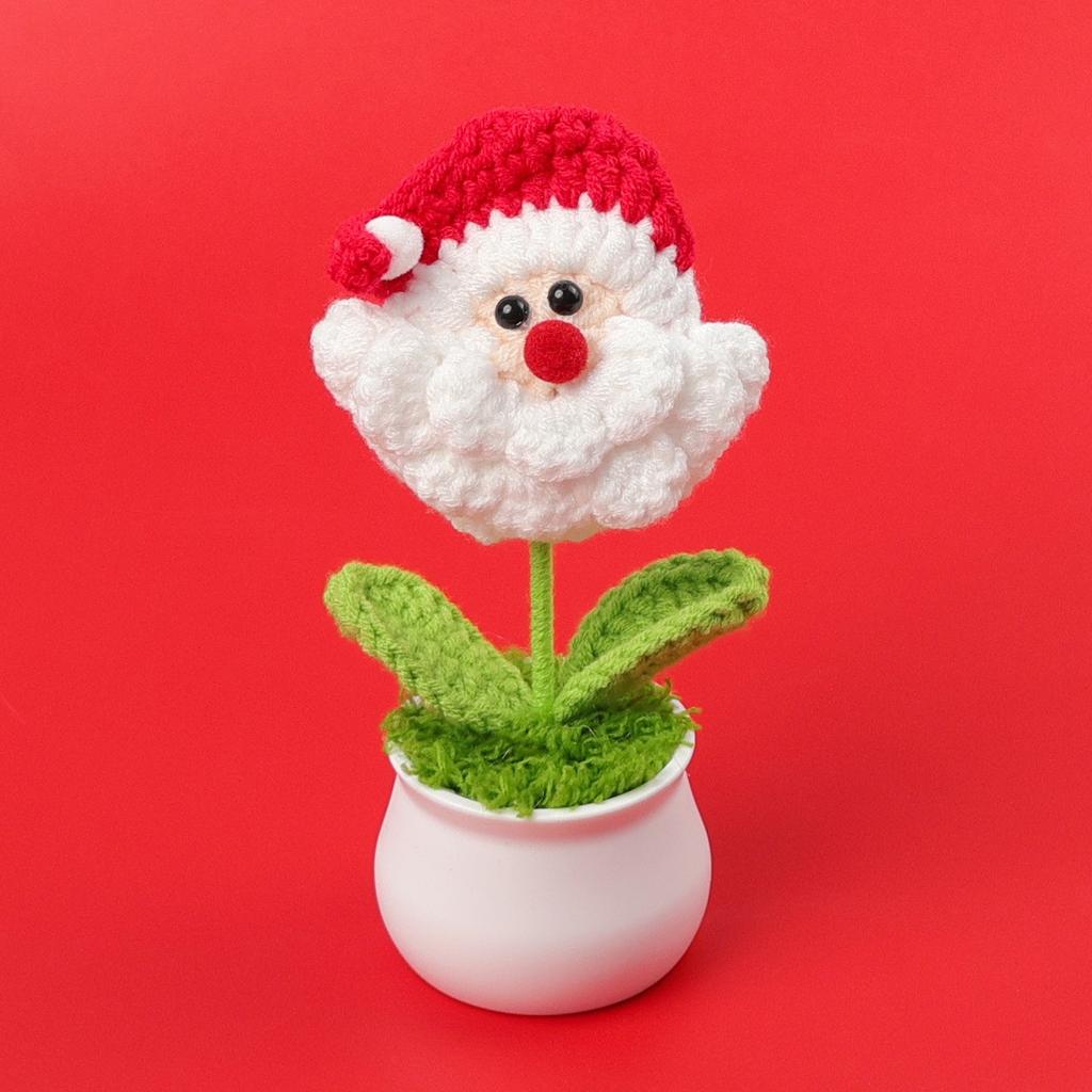 Hand-Knitted Wool Fake Flowers Set: Sunflower, Carnation, Tulip - Desktop Decor, Teacher/Student Gift, Everlasting Bouquet