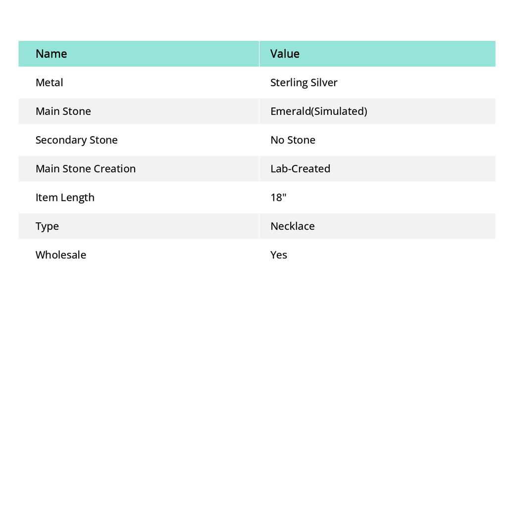 Emerald Natural Gemstone 925 Sterling Silver Jewelry Necklace 18" M3W67