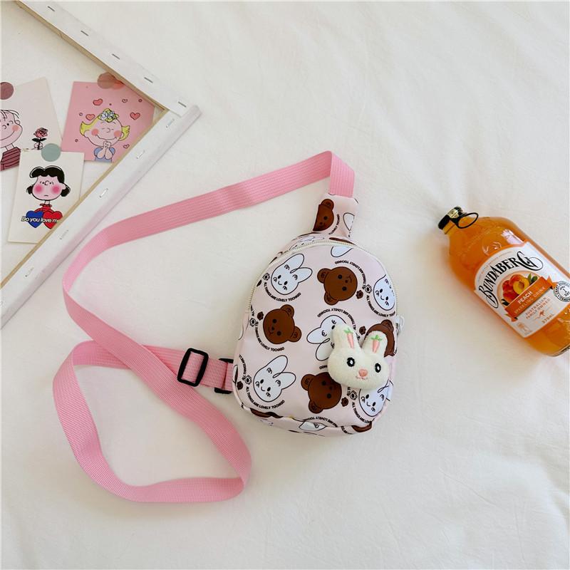 Очаровательная мультяшная сумка-кроссбоди с кроликом для детей, стильный мягкий холщовый рюкзак светло-розовый
