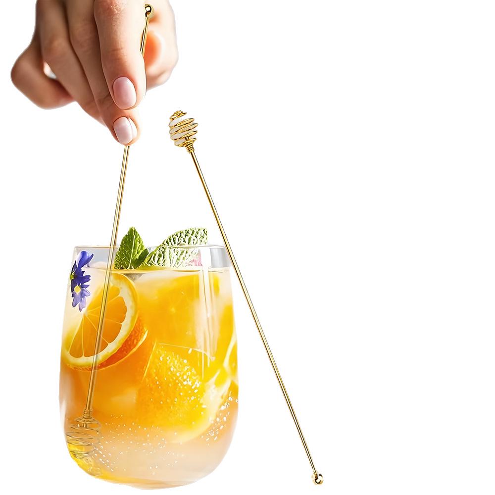 Stainless Steel Spiral Honey & Jam Stirring Stick with Long Handle - Creative Bar Tool & Cocktail Shaker Spoon