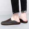 Men's Slip on Moccasins Driving Shoes Casual Loafers Retro Handmade Leather Outdoor Black Wide Shoes for Father Large Size